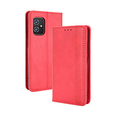 Leather Case Stands Flip Cover Holder BY4 for Asus ZenFone 8 Mini Red