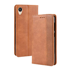 Leather Case Stands Flip Cover Holder BY4 for Asus ZenFone Live L2 ZA550KL Brown
