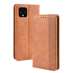 Leather Case Stands Flip Cover Holder BY4 for Google Pixel 4 XL Brown