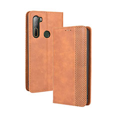 Leather Case Stands Flip Cover Holder BY4 for HTC U20 5G Brown
