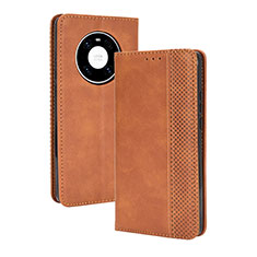 Leather Case Stands Flip Cover Holder BY4 for Huawei Mate 40 Brown