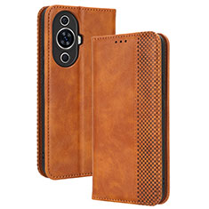 Leather Case Stands Flip Cover Holder BY4 for Huawei Nova 11 Pro Brown
