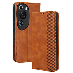 Leather Case Stands Flip Cover Holder BY4 for Huawei P60 Art Brown