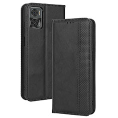 Leather Case Stands Flip Cover Holder BY4 for Motorola Moto E22 Black