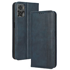 Leather Case Stands Flip Cover Holder BY4 for Motorola Moto E22i Blue