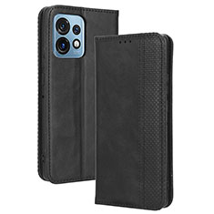 Leather Case Stands Flip Cover Holder BY4 for Motorola Moto Edge 40 Pro 5G Black