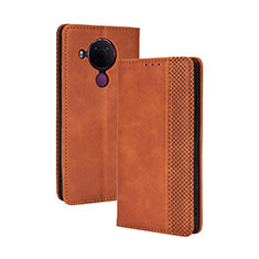 Leather Case Stands Flip Cover Holder BY4 for Nokia 5.4 Brown