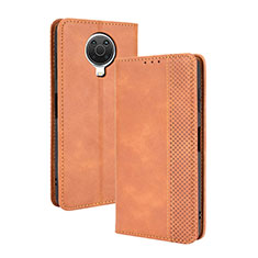 Leather Case Stands Flip Cover Holder BY4 for Nokia 6.3 Brown