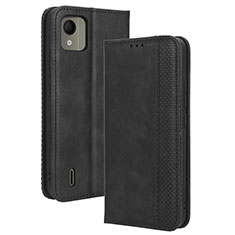 Leather Case Stands Flip Cover Holder BY4 for Nokia C110 Black