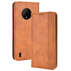 Leather Case Stands Flip Cover Holder BY4 for Nokia C200 Brown