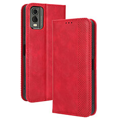 Leather Case Stands Flip Cover Holder BY4 for Nokia C210 Red
