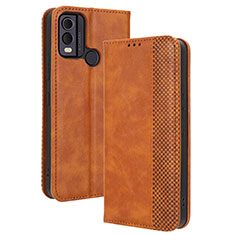 Leather Case Stands Flip Cover Holder BY4 for Nokia C22 Brown
