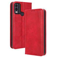 Leather Case Stands Flip Cover Holder BY4 for Nokia C22 Red