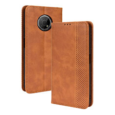Leather Case Stands Flip Cover Holder BY4 for Nokia G300 5G Brown