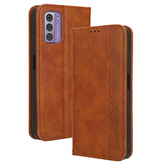 Leather Case Stands Flip Cover Holder BY4 for Nokia G42 5G Brown