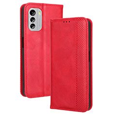 Leather Case Stands Flip Cover Holder BY4 for Nokia G60 5G Red