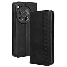Leather Case Stands Flip Cover Holder BY4 for OnePlus 12 5G Black