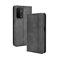 Leather Case Stands Flip Cover Holder BY4 for OnePlus Nord N200 5G Black
