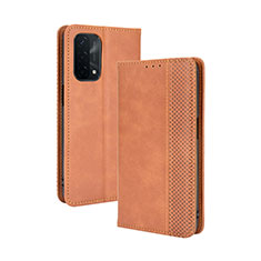 Leather Case Stands Flip Cover Holder BY4 for OnePlus Nord N200 5G Brown
