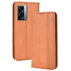 Leather Case Stands Flip Cover Holder BY4 for OnePlus Nord N300 5G Brown