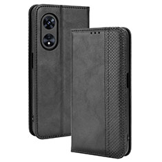 Leather Case Stands Flip Cover Holder BY4 for Oppo A1 5G Black