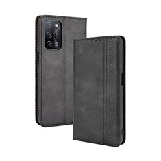 Leather Case Stands Flip Cover Holder BY4 for Oppo A53s 5G Black