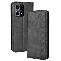 Leather Case Stands Flip Cover Holder BY4 for Oppo F21 Pro 4G Black
