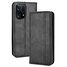 Leather Case Stands Flip Cover Holder BY4 for Oppo Find X5 5G Black