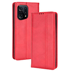 Leather Case Stands Flip Cover Holder BY4 for Oppo Find X5 5G Red
