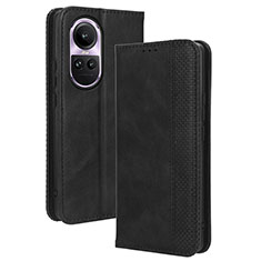 Leather Case Stands Flip Cover Holder BY4 for Oppo Reno10 5G Black