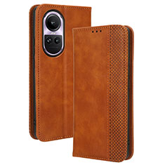 Leather Case Stands Flip Cover Holder BY4 for Oppo Reno10 5G Brown