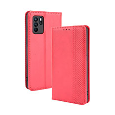 Leather Case Stands Flip Cover Holder BY4 for Oppo Reno6 Z 5G Red