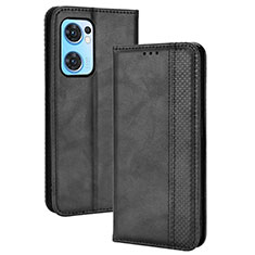 Leather Case Stands Flip Cover Holder BY4 for Oppo Reno7 5G Black