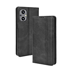 Leather Case Stands Flip Cover Holder BY4 for Oppo Reno7 Lite 5G Black