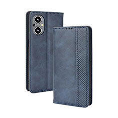 Leather Case Stands Flip Cover Holder BY4 for Oppo Reno7 Lite 5G Blue