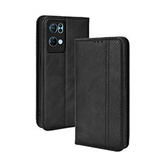 Leather Case Stands Flip Cover Holder BY4 for Oppo Reno7 Pro 5G Black