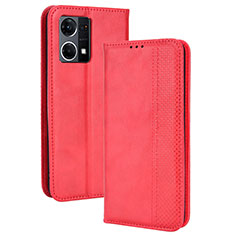 Leather Case Stands Flip Cover Holder BY4 for Oppo Reno8 4G Red