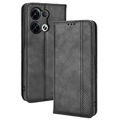 Leather Case Stands Flip Cover Holder BY4 for Oppo Reno8 Pro 5G Black