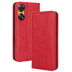 Leather Case Stands Flip Cover Holder BY4 for Oppo Reno8 T 4G Red