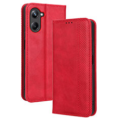 Leather Case Stands Flip Cover Holder BY4 for Realme 10 4G Red