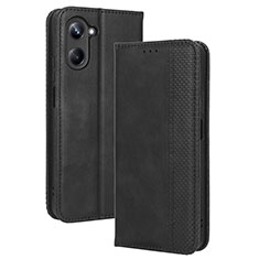 Leather Case Stands Flip Cover Holder BY4 for Realme 10 Pro 5G Black