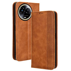 Leather Case Stands Flip Cover Holder BY4 for Realme 11 5G Brown
