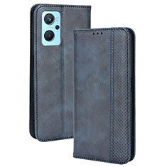 Leather Case Stands Flip Cover Holder BY4 for Realme 9i 4G Blue