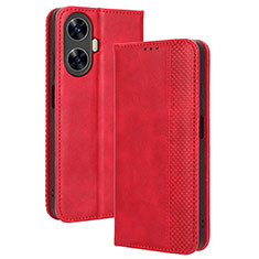 Leather Case Stands Flip Cover Holder BY4 for Realme C55 Red
