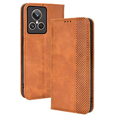 Leather Case Stands Flip Cover Holder BY4 for Realme GT2 Master Explorer Brown