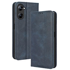 Leather Case Stands Flip Cover Holder BY4 for Realme V30t 5G Blue