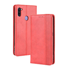Leather Case Stands Flip Cover Holder BY4 for Samsung Galaxy A11 Red