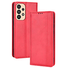 Leather Case Stands Flip Cover Holder BY4 for Samsung Galaxy A23 4G Red