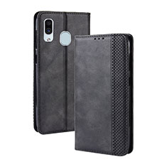 Leather Case Stands Flip Cover Holder BY4 for Samsung Galaxy A30 Black