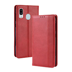 Leather Case Stands Flip Cover Holder BY4 for Samsung Galaxy A30 Red